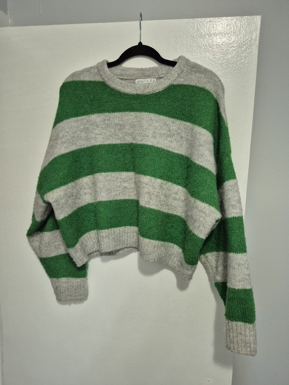Primark Green And Grey Strioed Knit Sweater